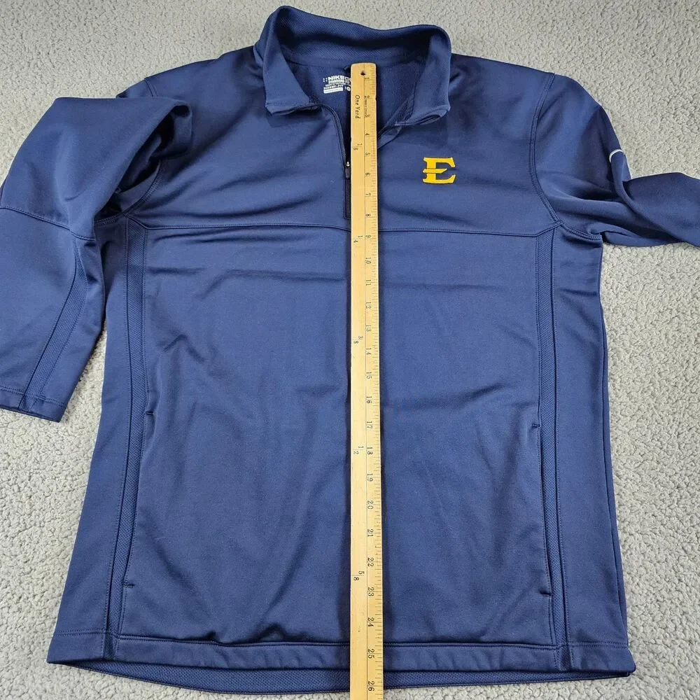Nike ETSU Buccaneers Pullover Mens Medium Blue 1/4 Zip Mock Golf Therma Fit Logo